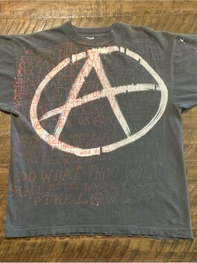 Vintage 80s Anarchy Mosquitohead Tee Aleister Crowley Punk Goth M/L AOP Q-Tees